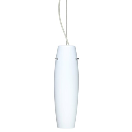 Besa Lighting Suzi Cord Pendant, Opal Matte, Satin Nickel Finish, 1x9W LED 1KX-489707-LED-SN